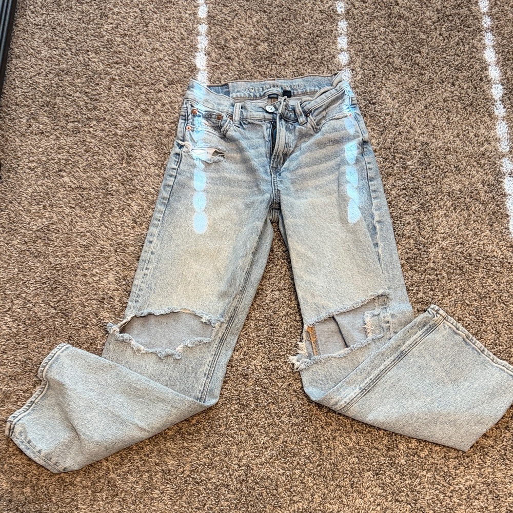 American Eagle Outfitters Light Blue Boyfriend Jeans 000 Short
